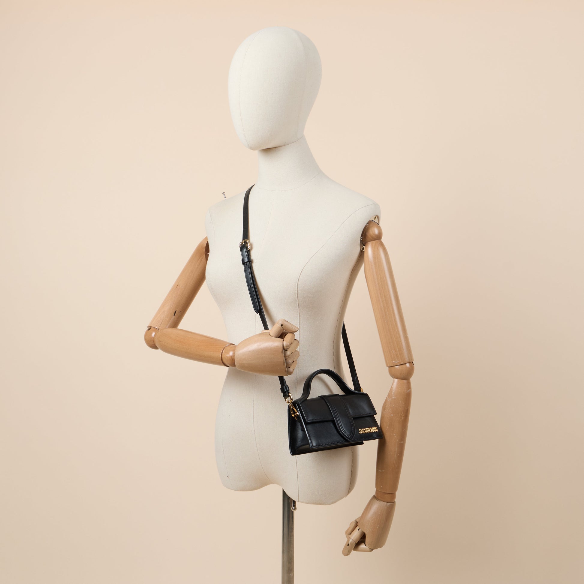 Jacquemus Cross Body Le Bambino in Black, Leather — Side View