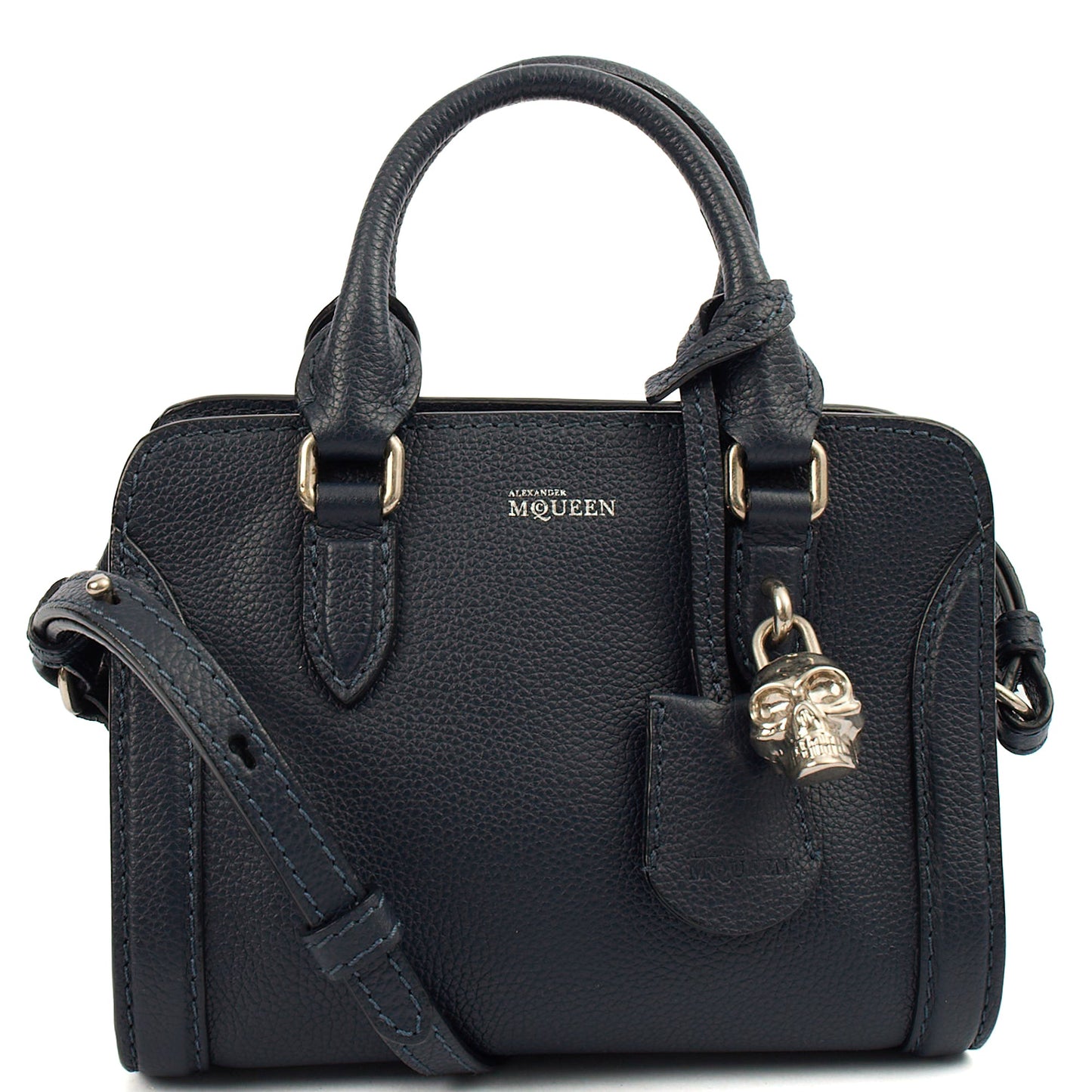 Alexander McQueen Cross Body Skull Bag - Small in Navy, Leather — Alternate View 13