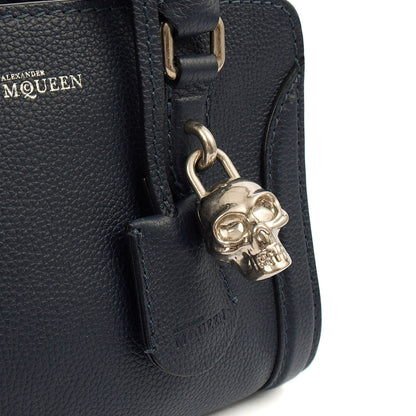 Alexander McQueen Cross Body Skull Bag - Small in Navy, Leather — Side View