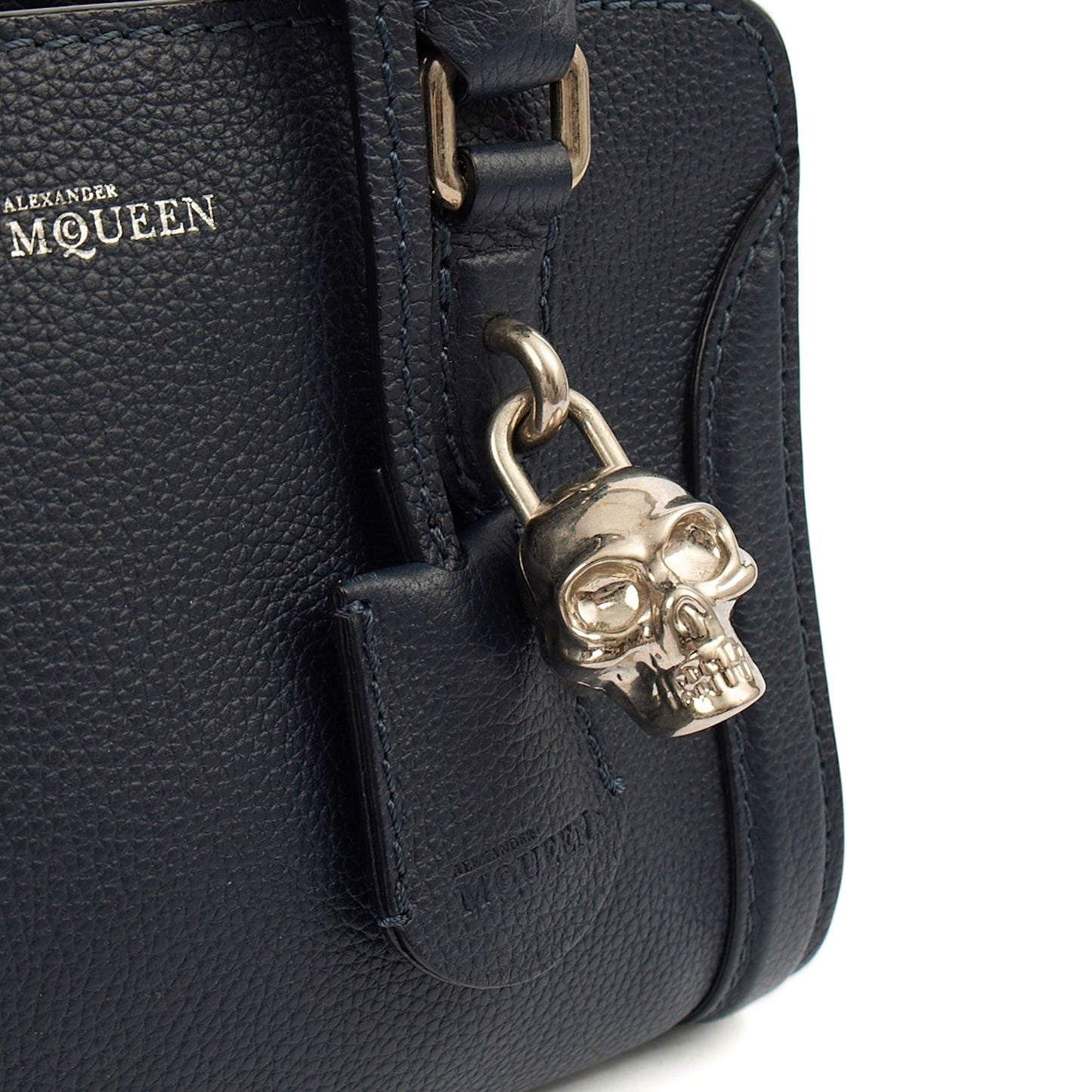 Alexander McQueen Cross Body Skull Bag - Small in Navy, Leather — Alternate View 14