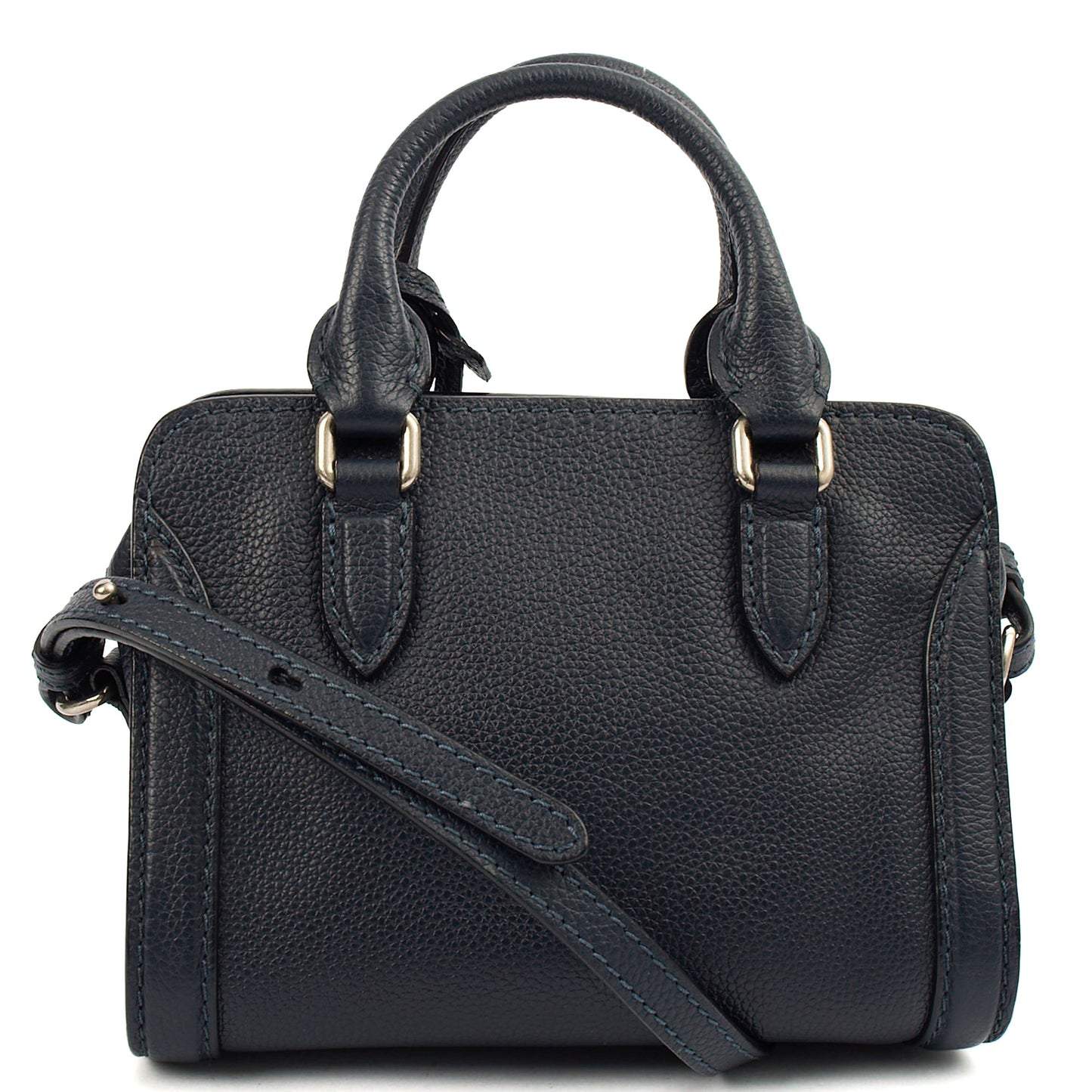 Alexander McQueen Cross Body Skull Bag - Small in Navy, Leather — Top View