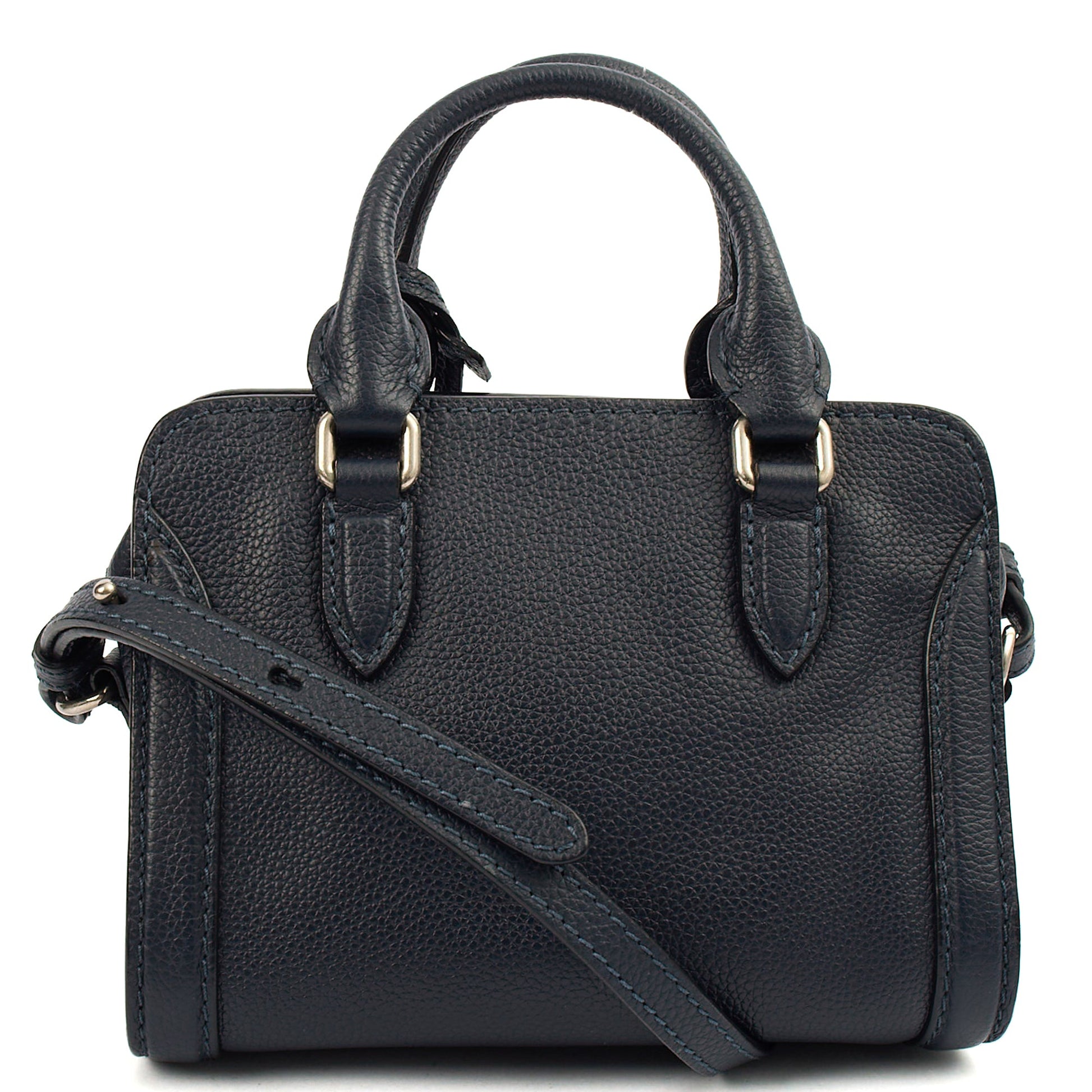 Alexander McQueen Cross Body Skull Bag - Small in Navy, Leather — Top View