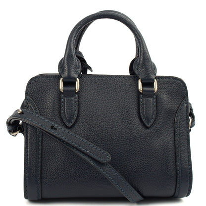 Alexander McQueen Cross Body Skull Bag - Small in Navy, Leather — Top View