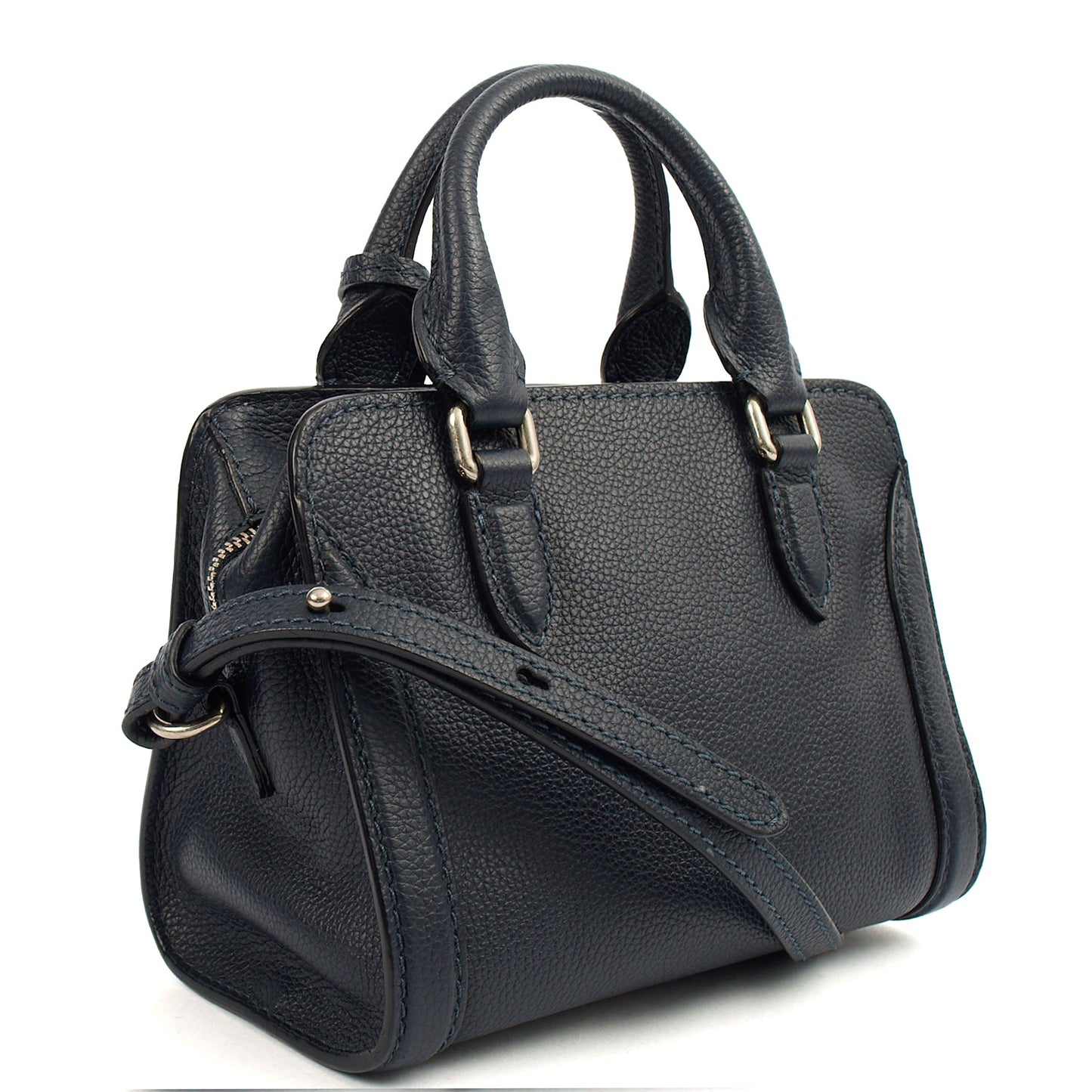 Alexander McQueen Cross Body Skull Bag - Small in Navy, Leather — Alternate View 15