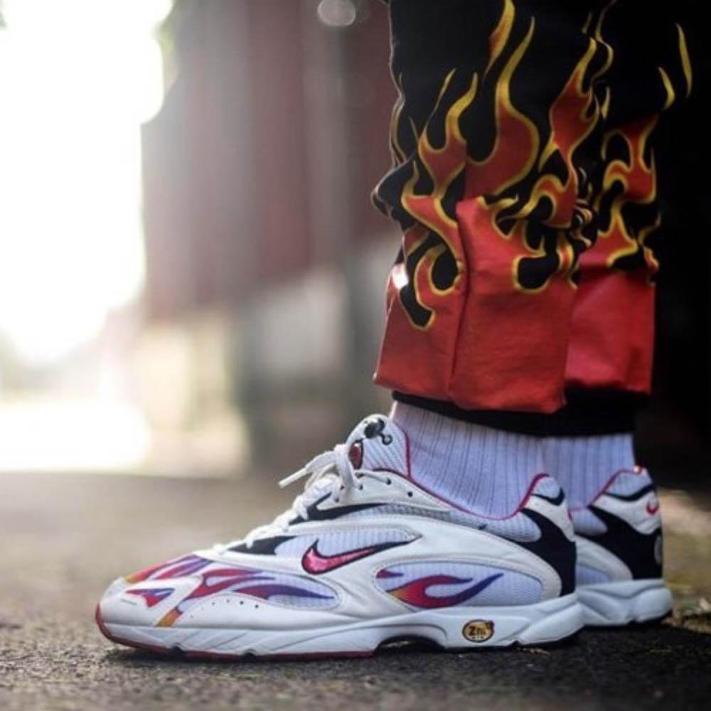 Supreme x Nike Zoom Streak Spectrum Plus White Red — 3 UK | 35.5 EU — Lifestyle View
