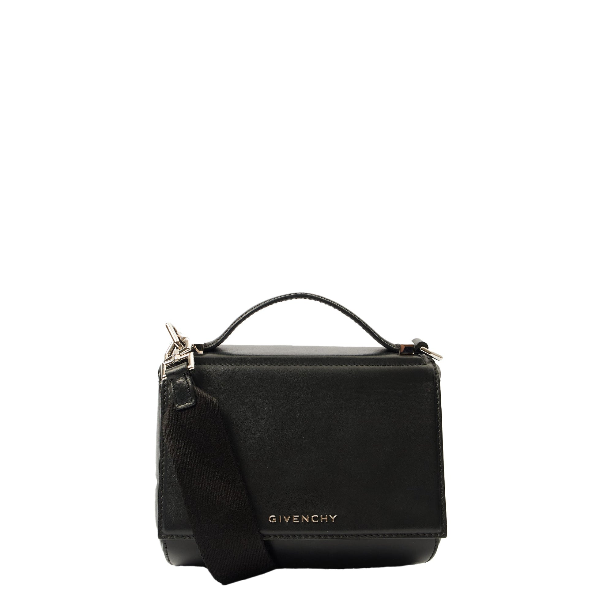 Givenchy Top Handle Pandora Box - Mini in Black, Box Calfskin — Front View