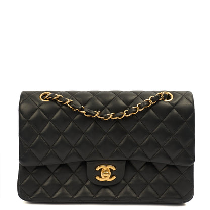 Chanel Classic Double Flap - Medium in Black, Lambskin Leather — Front View