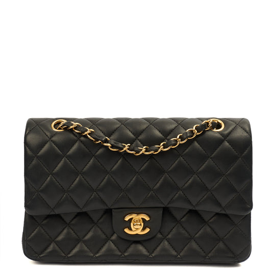 Chanel Classic Double Flap - Medium in Black, Lambskin Leather — Front View