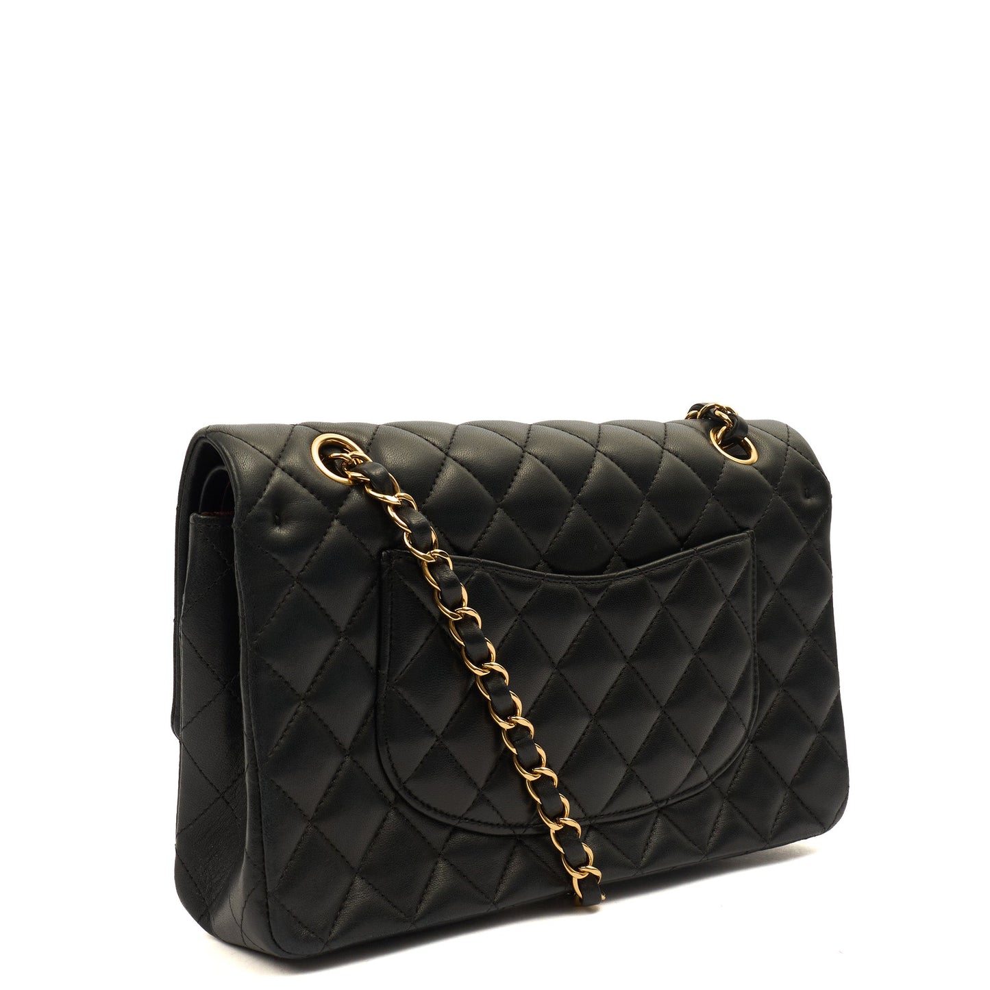 Chanel Classic Double Flap - Medium in Black, Lambskin Leather — Back View