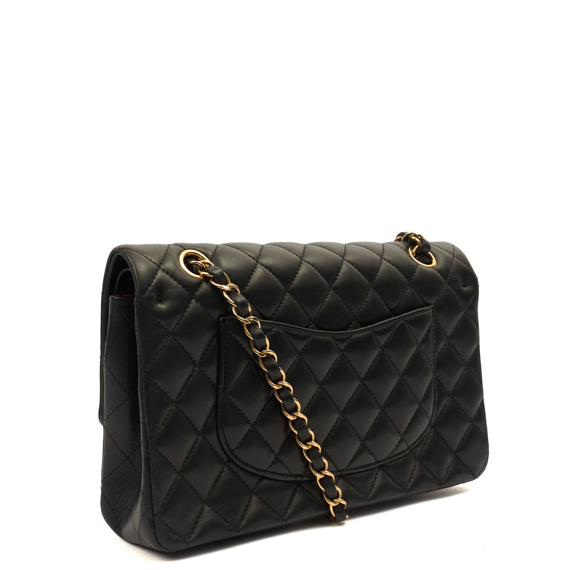Chanel Classic Double Flap - Medium in Black, Lambskin Leather — Back View