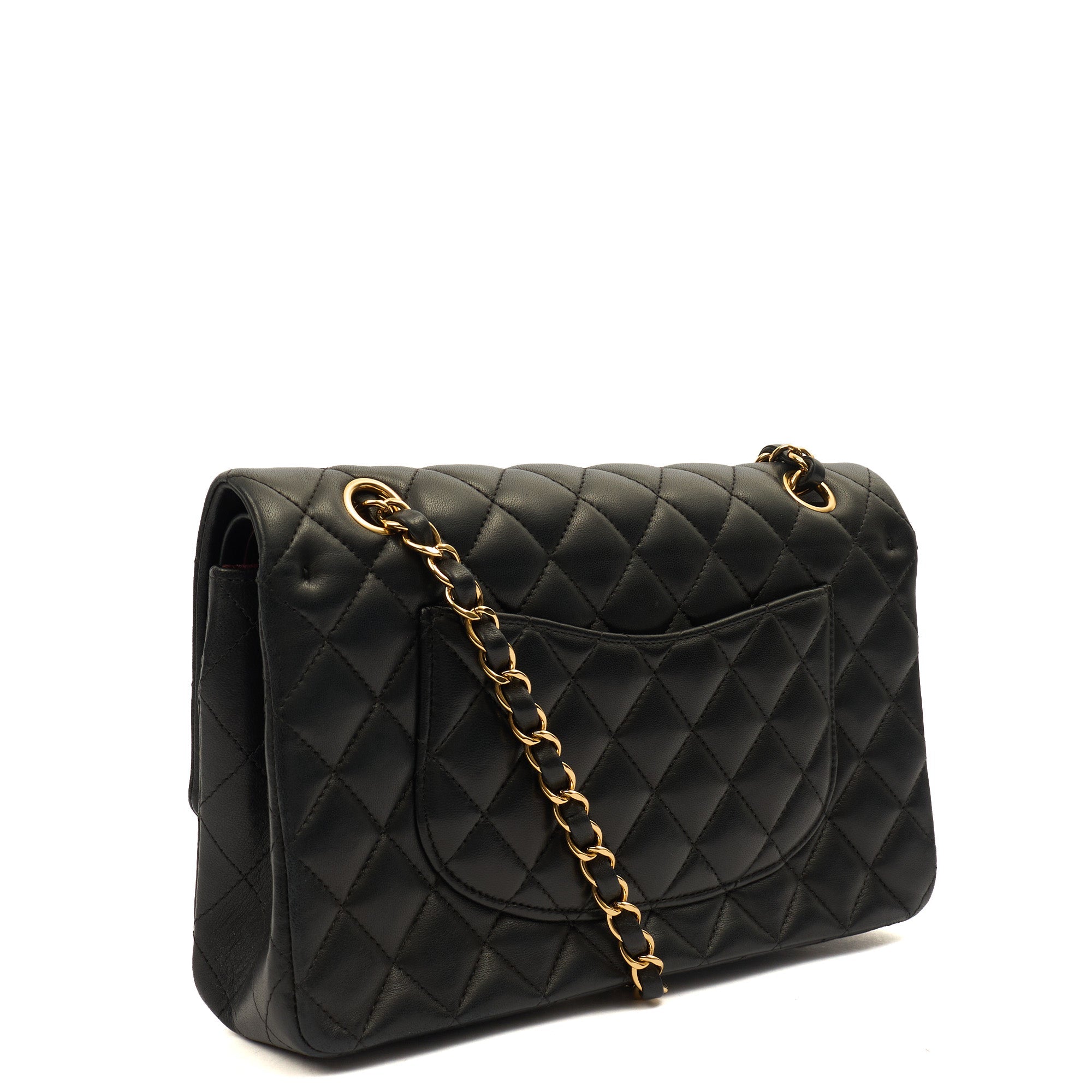 Chanel Classic Double Flap - Medium in Black, Lambskin Leather — Back View