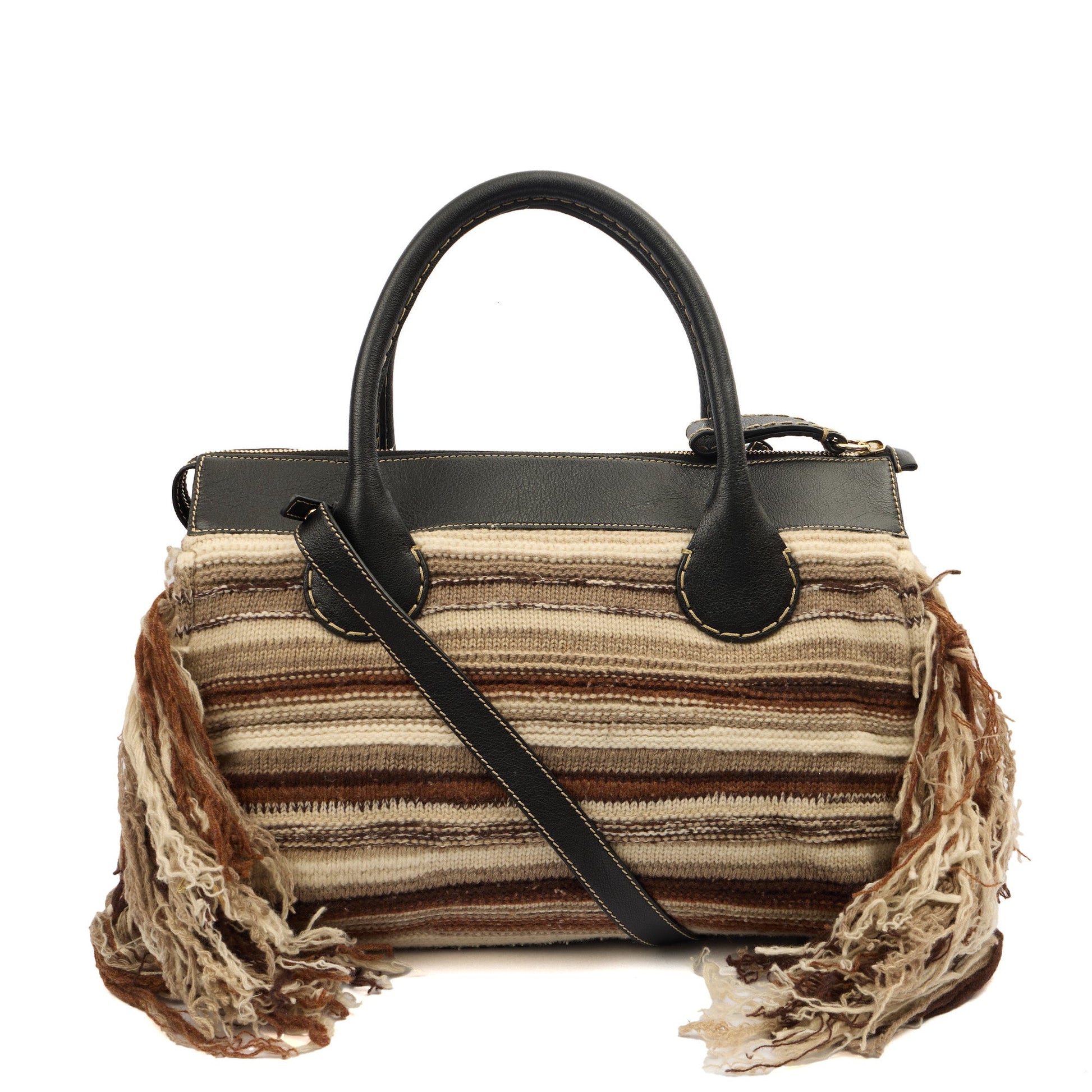 Chloe Tote Edith - Shoulder Bag in Neutral, Fabric — Back View