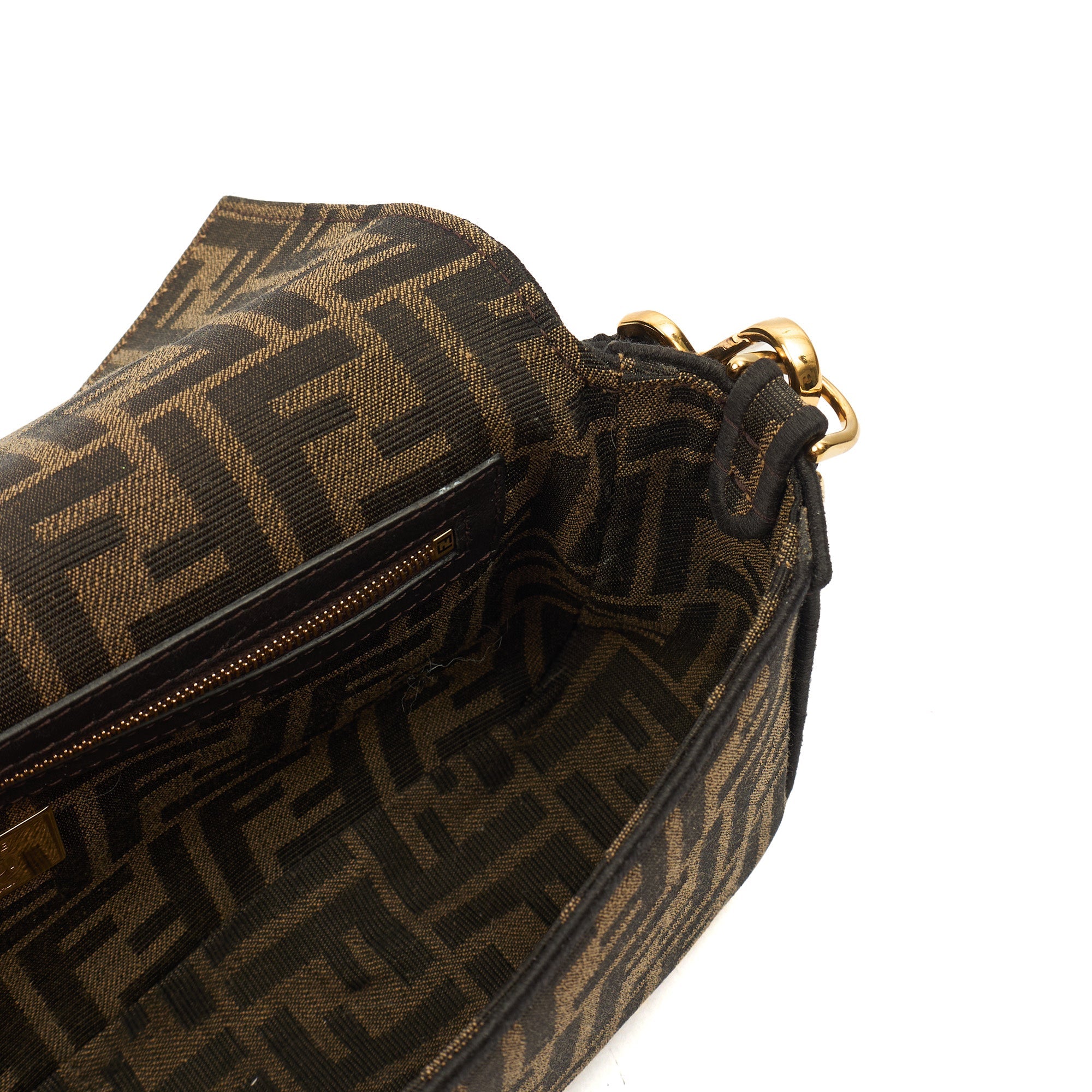 Fendi Shoulder Bag Baguette in Brown Jacquard FF, Canvas — Alternate View 8