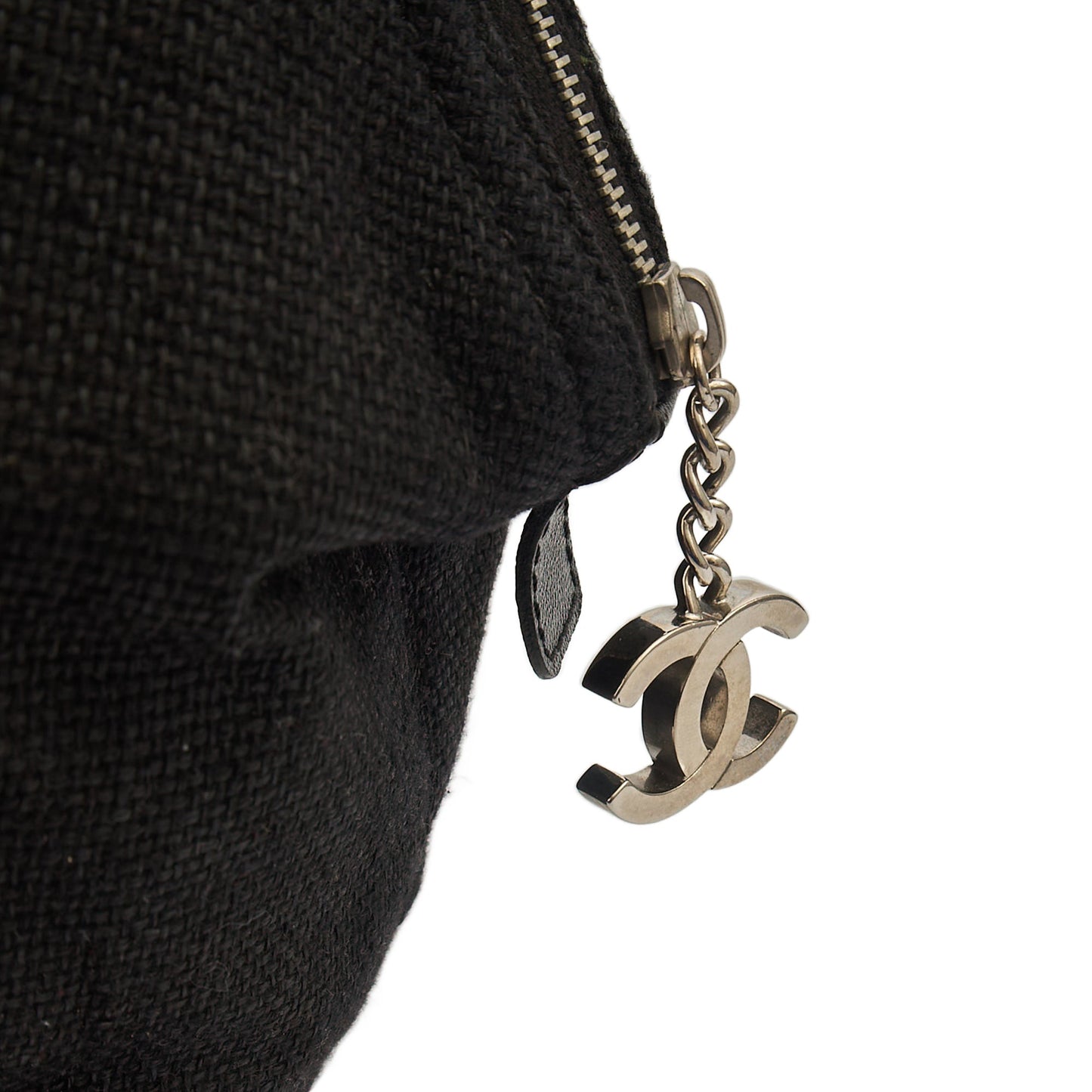 Chanel Top Handle Bowler in Black, Fabric — Side View