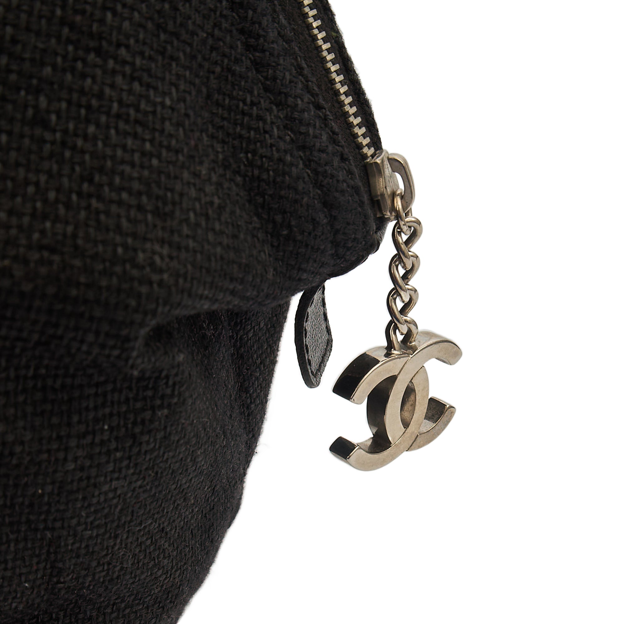Chanel Top Handle Bowler in Black, Fabric — Side View