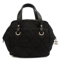 Chanel Top Handle Bowler in Black, Fabric — Front View