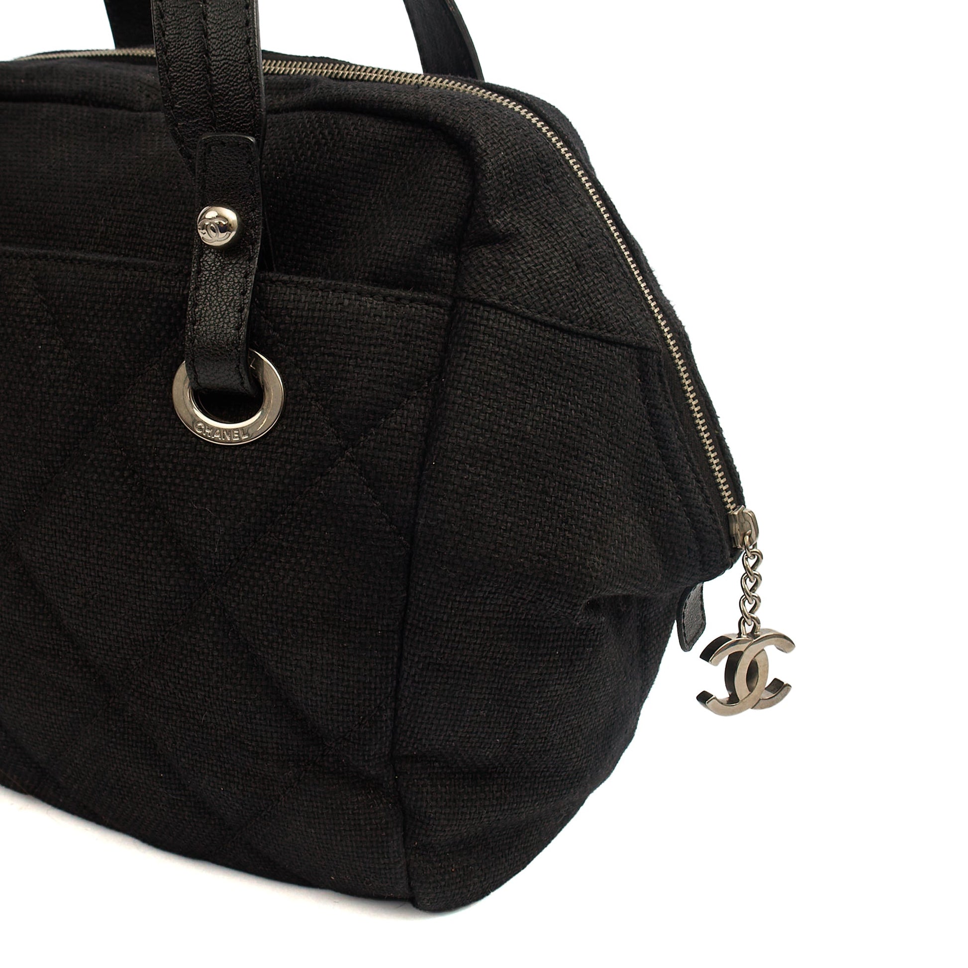 Chanel Top Handle Bowler in Black, Fabric — Alternate View 8