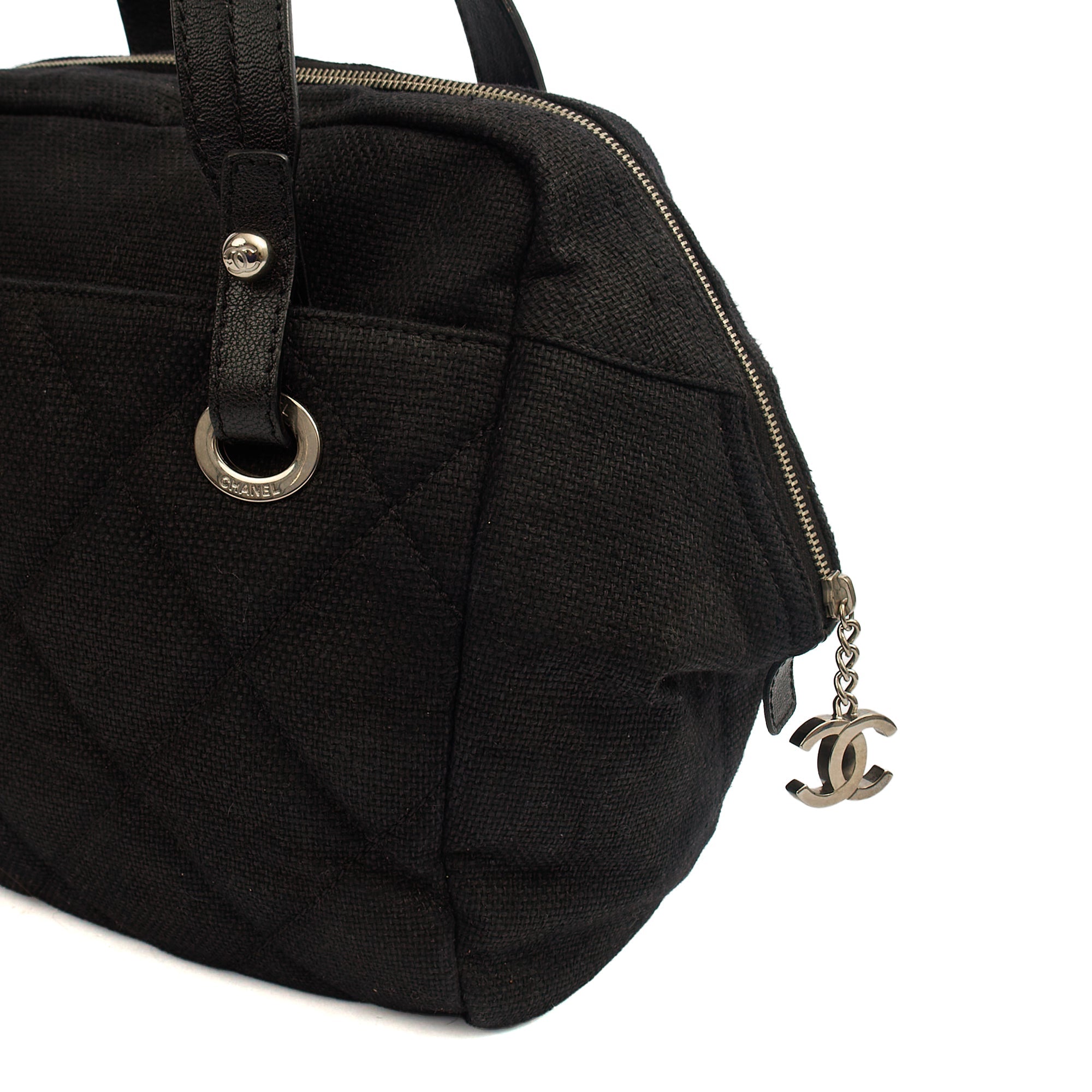 Chanel Top Handle Bowler in Black, Fabric — Alternate View 8
