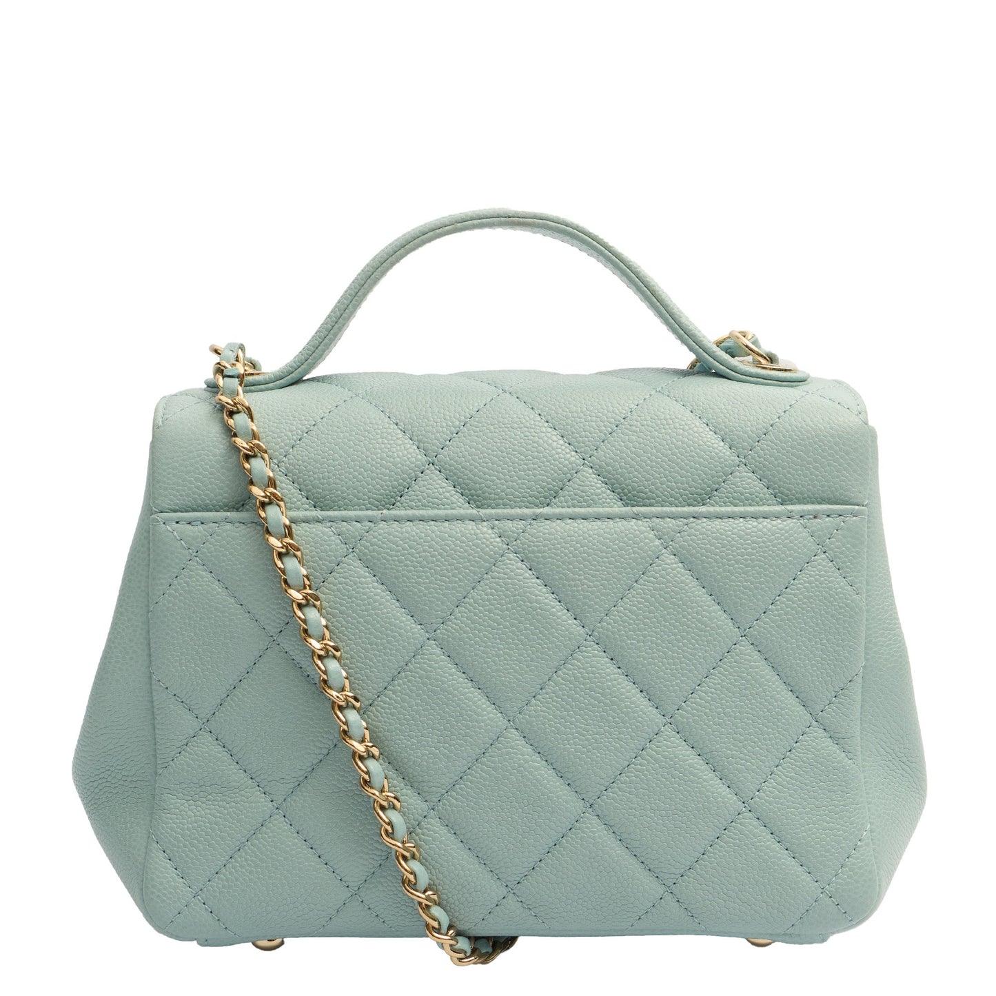 Chanel Top Handle Business Affinity Flap Bag in Blue, Caviar Leather — Back View