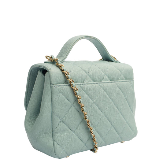Chanel Top Handle Business Affinity Flap Bag in Blue, Caviar Leather — Side View