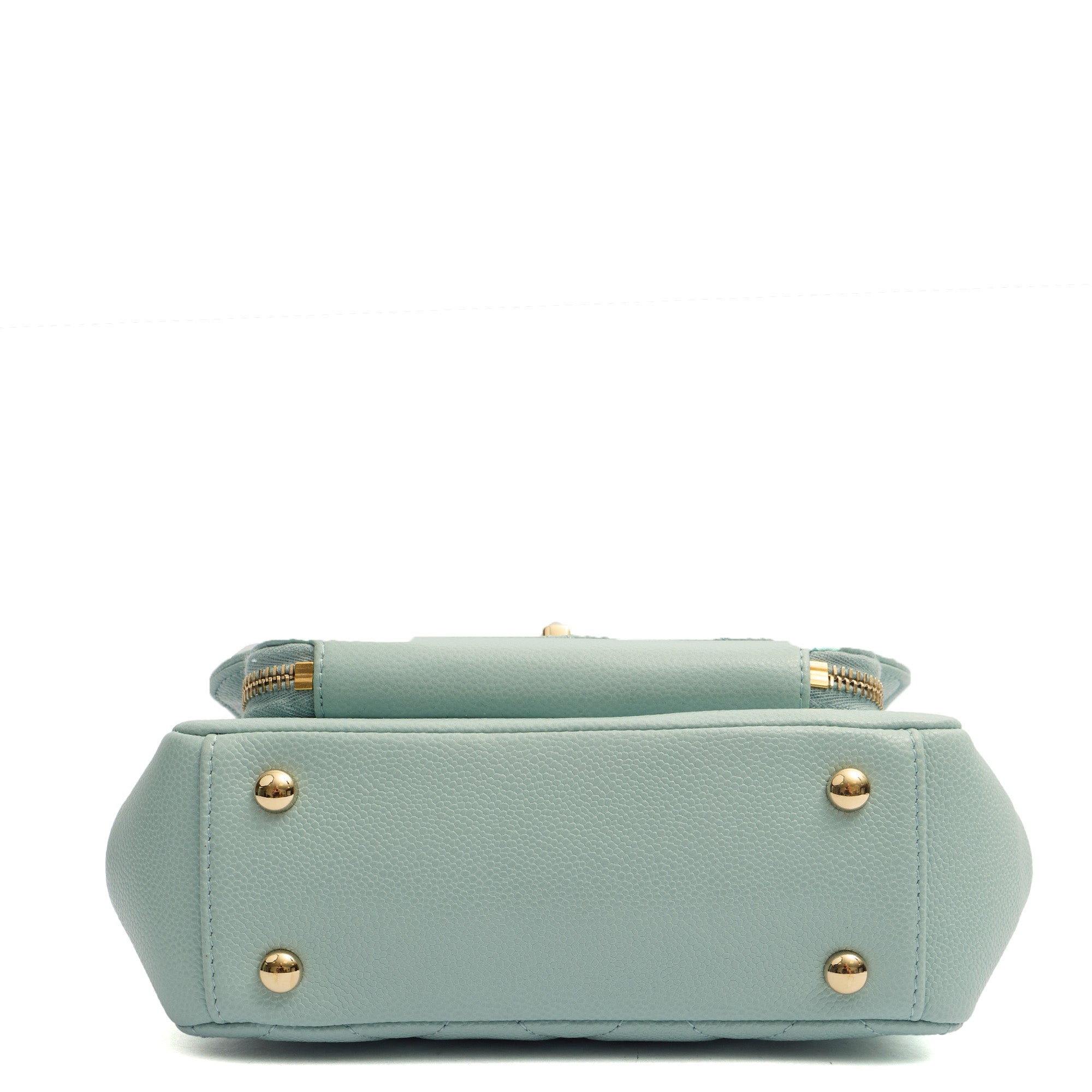 Chanel Top Handle Business Affinity Flap Bag in Blue, Caviar Leather — Top View