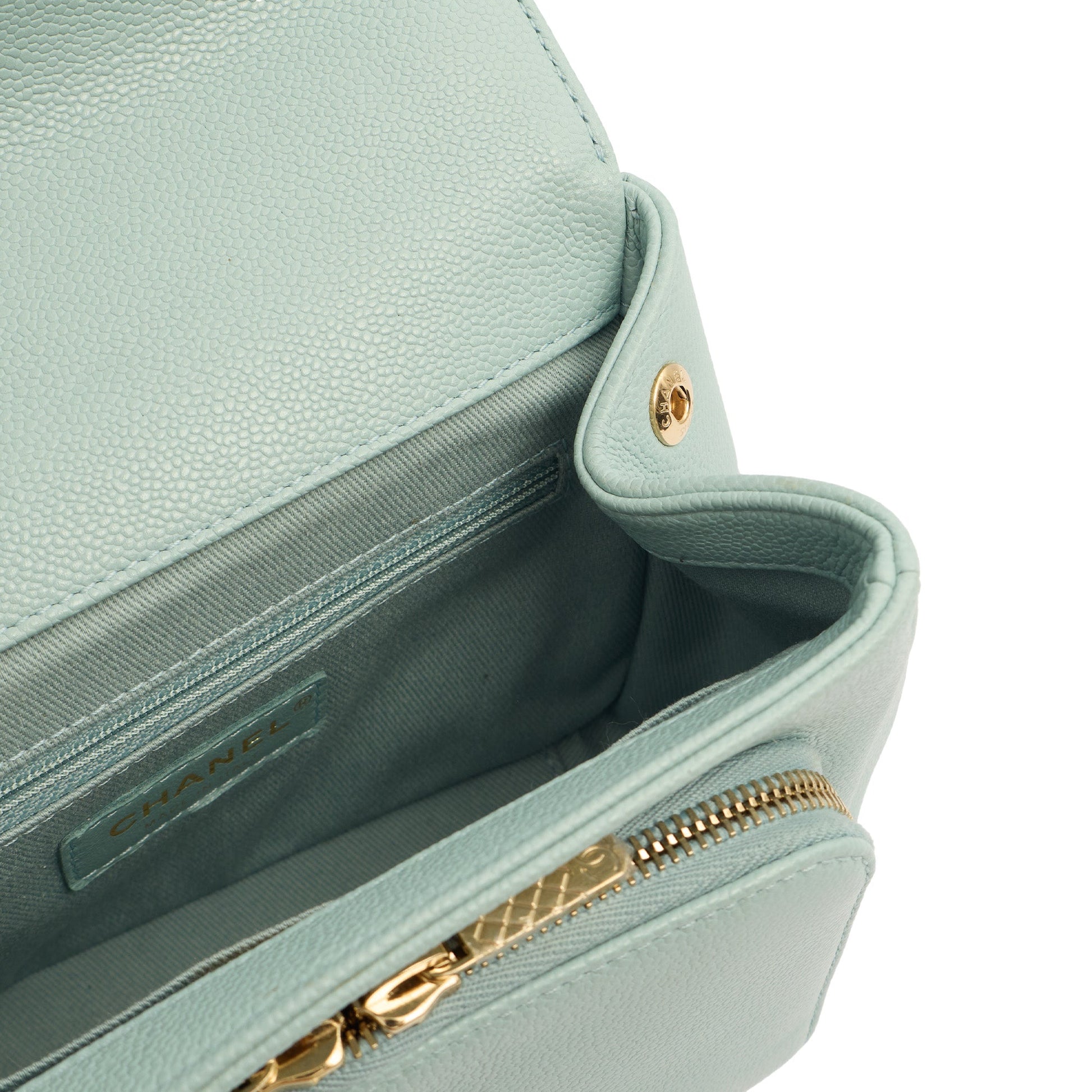 Chanel Top Handle Business Affinity Flap Bag in Blue, Caviar Leather — Alternate View 10