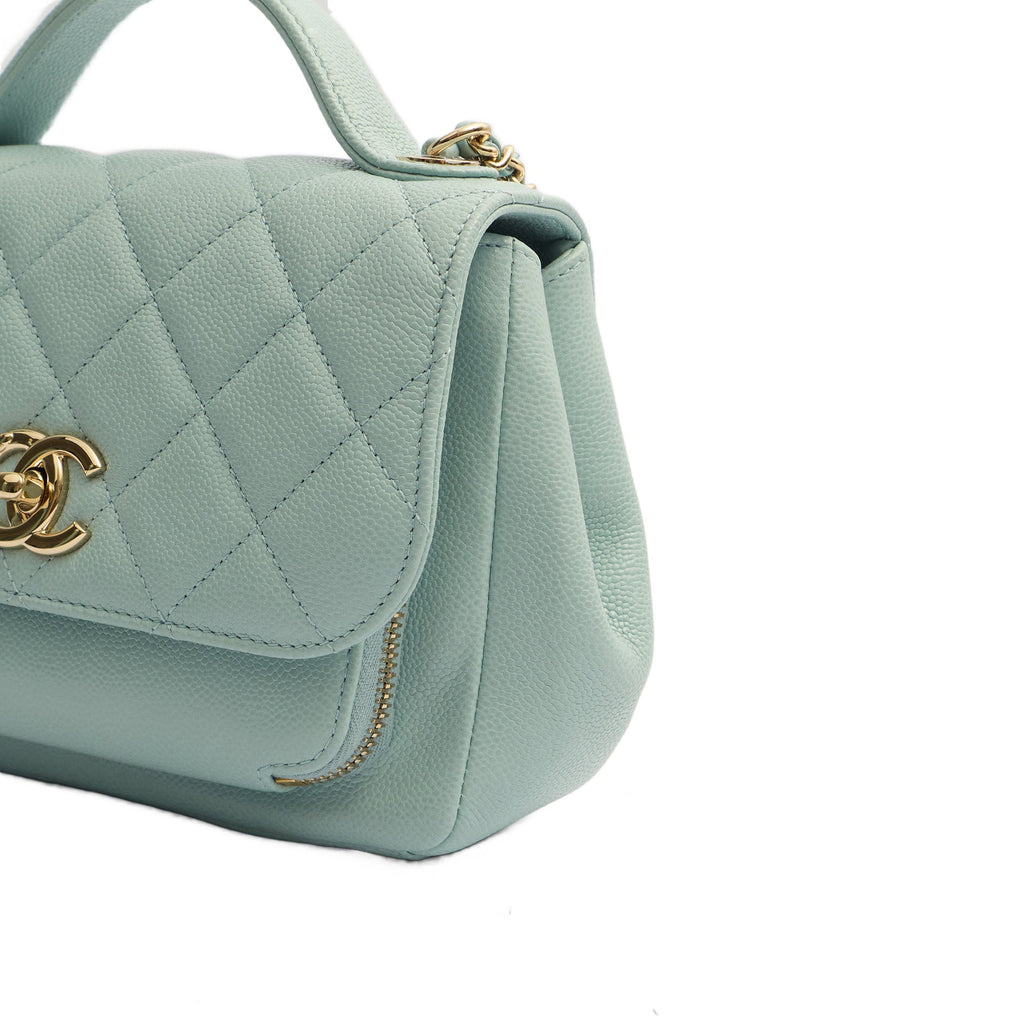 Chanel Top Handle Business Affinity Flap Bag in Blue, Caviar Leather — Detail View