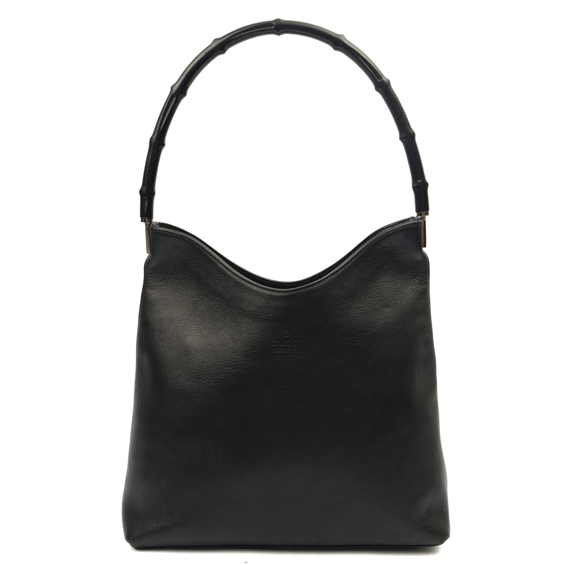 Gucci Tote Bamboo Shoulder in Black, Leather — Front View