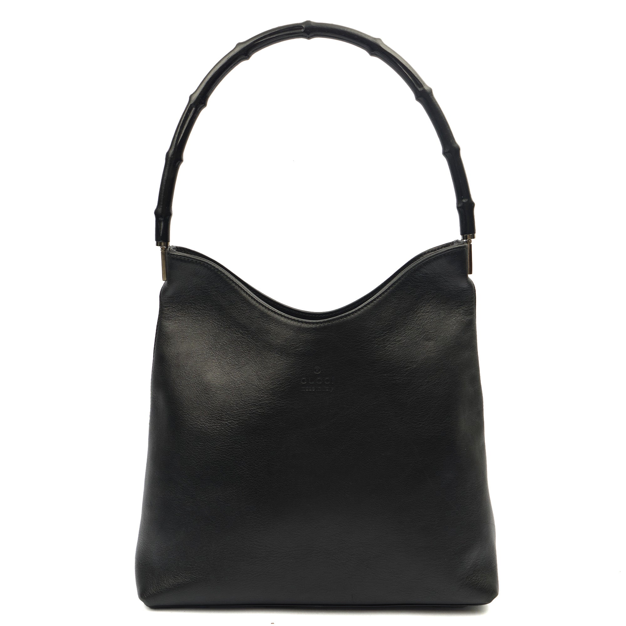 Gucci Tote Bamboo Shoulder in Black, Leather — Front View