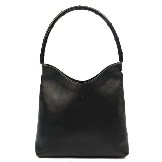 Gucci Tote Bamboo Shoulder in Black, Leather — Front View