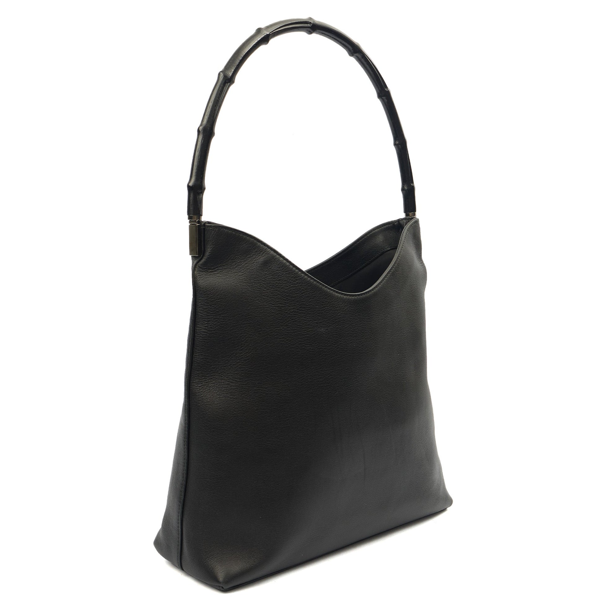 Gucci Tote Bamboo Shoulder in Black, Leather — Back View