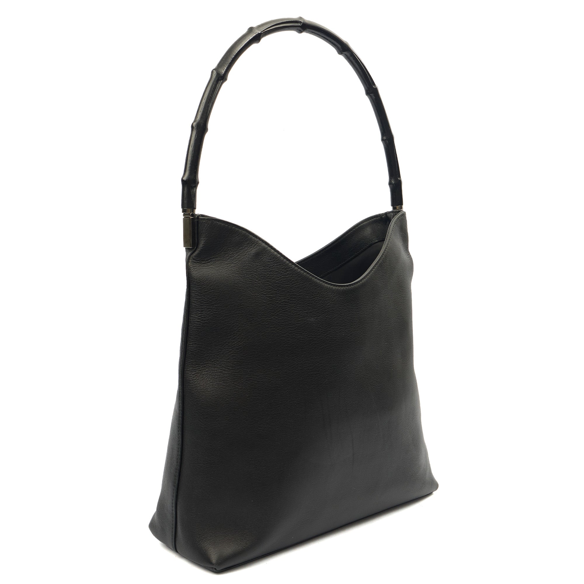 Gucci Tote Bamboo Shoulder in Black, Leather — Back View