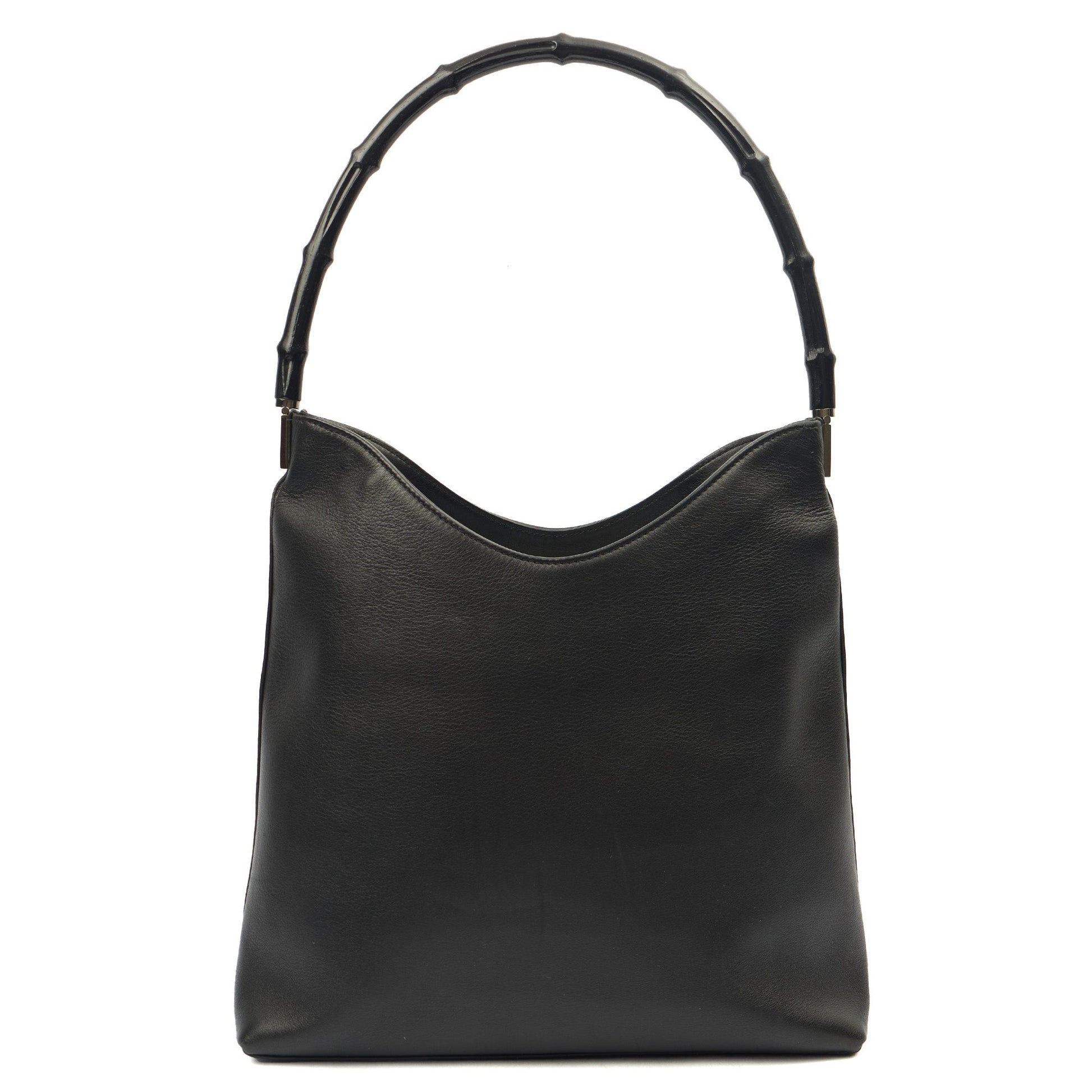 Gucci Tote Bamboo Shoulder in Black, Leather — Top View