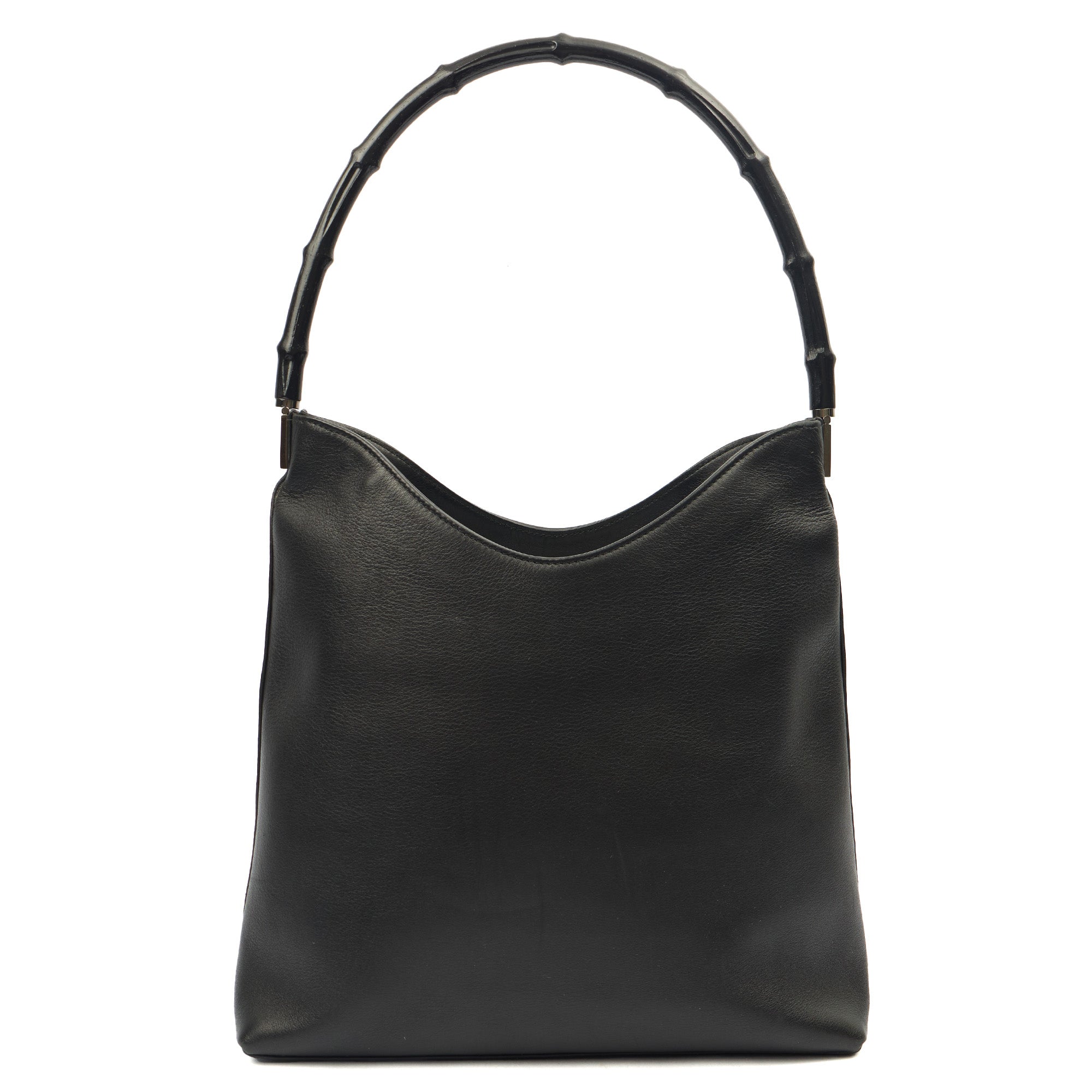 Gucci Tote Bamboo Shoulder in Black, Leather — Top View