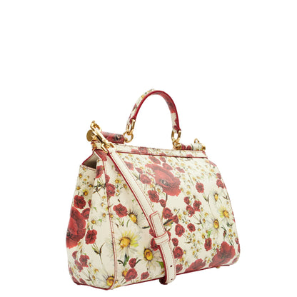 Dolce & Gabbana Top Handle Sicily in White, Leather — Side View