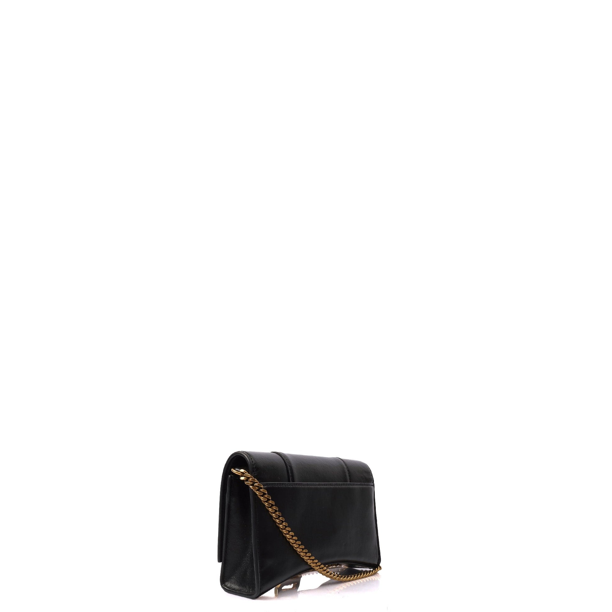 Balenciaga Shoulder Bag Hourglass Wallet on Chain in Black, Leather — Side View