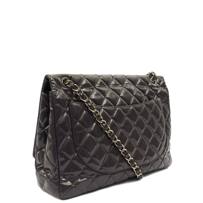 Chanel Shoulder Bag Classic Single Flap - Maxi in Purple, Patent Leather — Back View