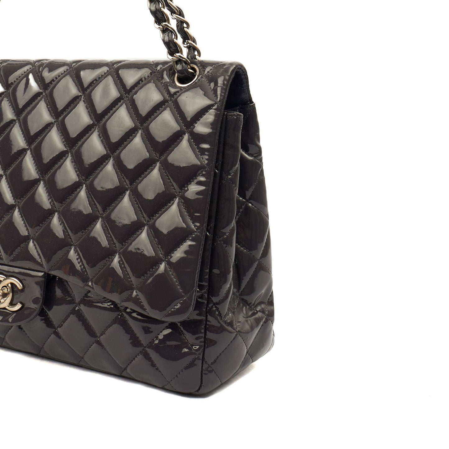Chanel Shoulder Bag Classic Single Flap - Maxi in Purple, Patent Leather — Alternate View 7