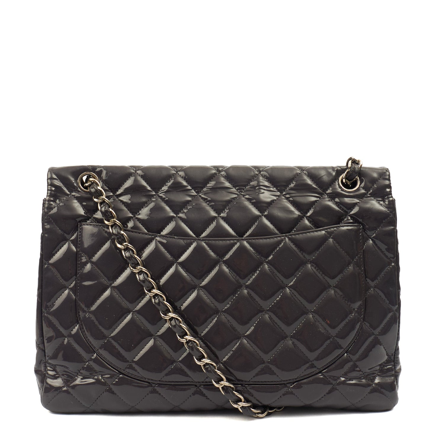 Chanel Shoulder Bag Classic Single Flap - Maxi in Purple, Patent Leather — Top View