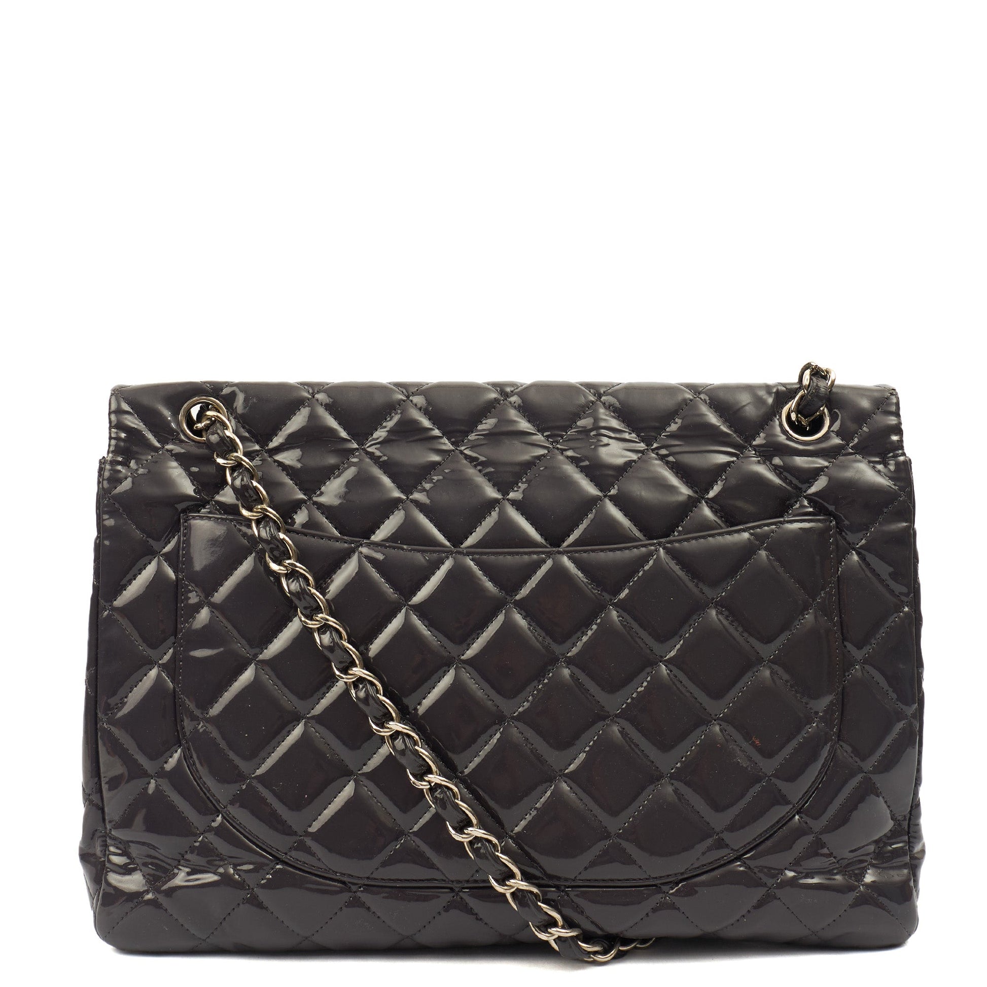 Chanel Shoulder Bag Classic Single Flap - Maxi in Purple, Patent Leather — Top View