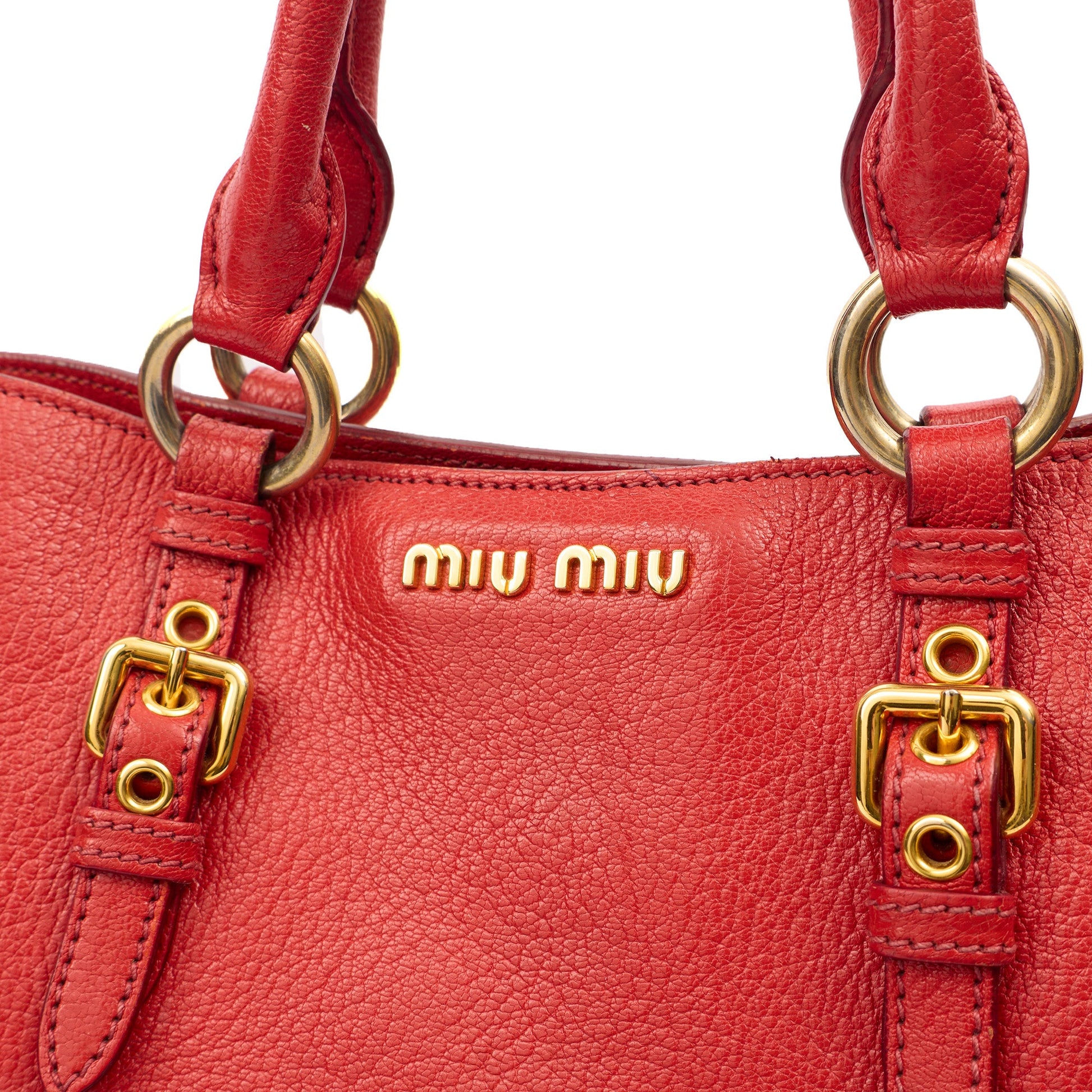 Miu Miu Shoulder Bag Tote in Red, Leather — Alternate View 12