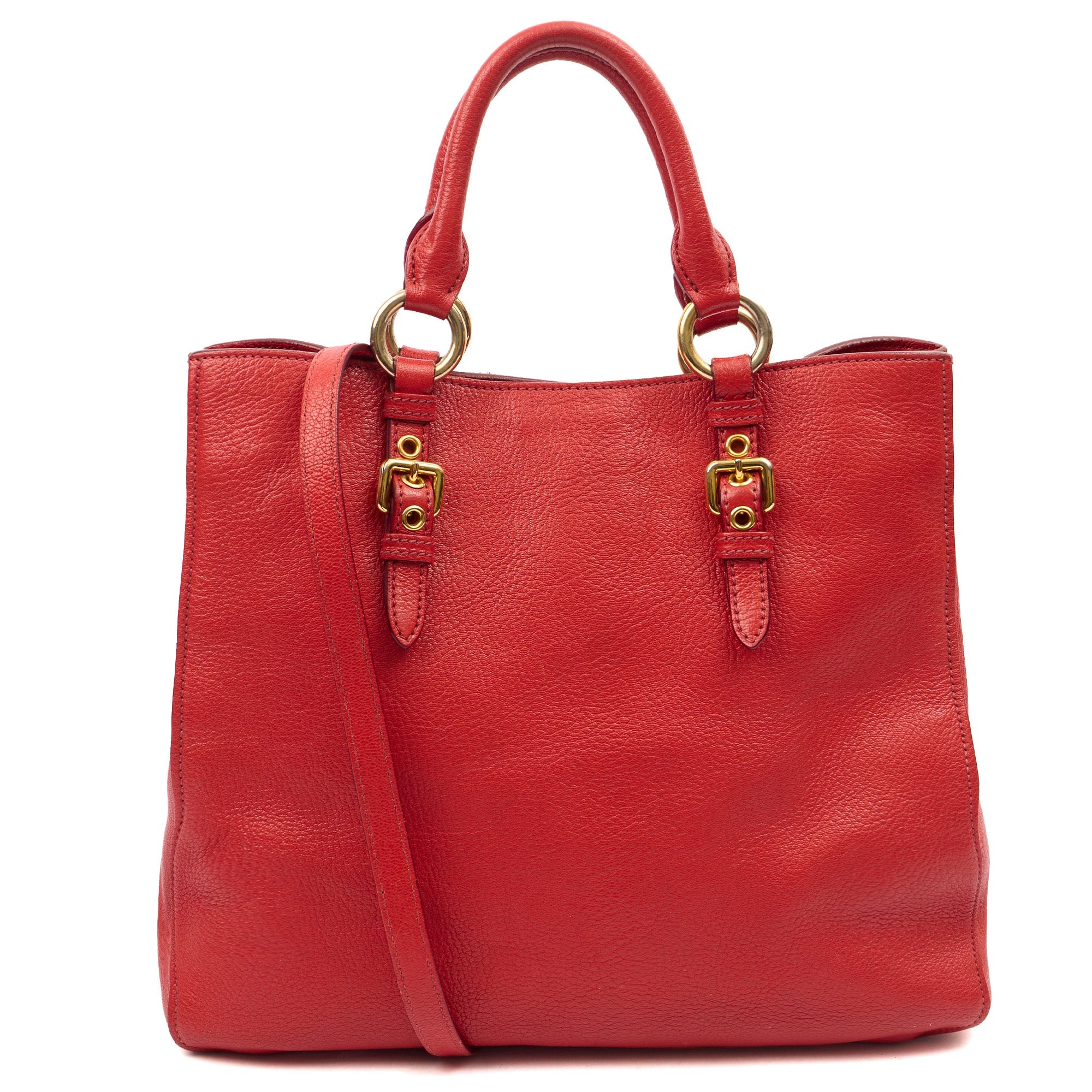 Miu Miu Shoulder Bag Tote in Red, Leather — Back View