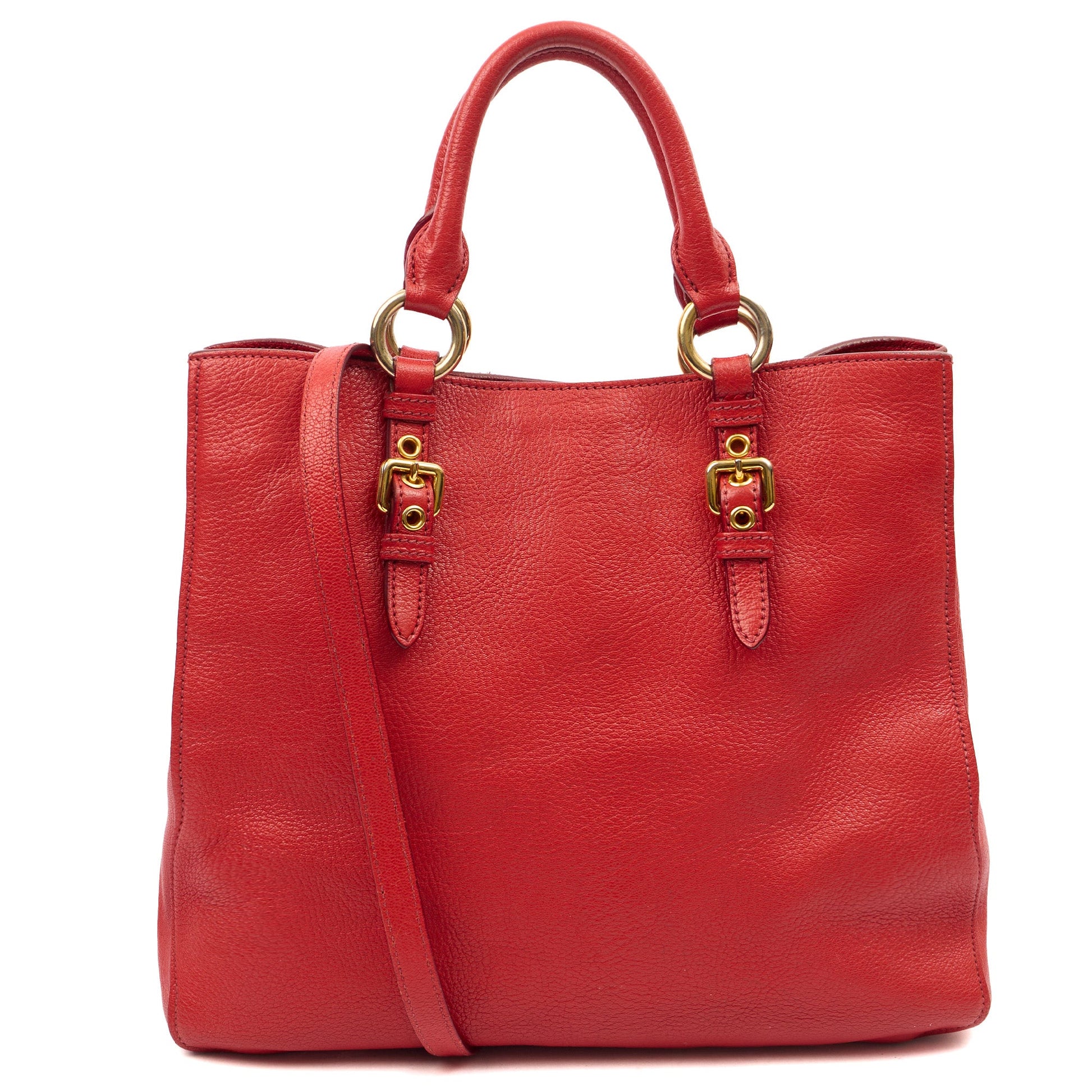 Miu Miu Shoulder Bag Tote in Red, Leather — Alternate View 9