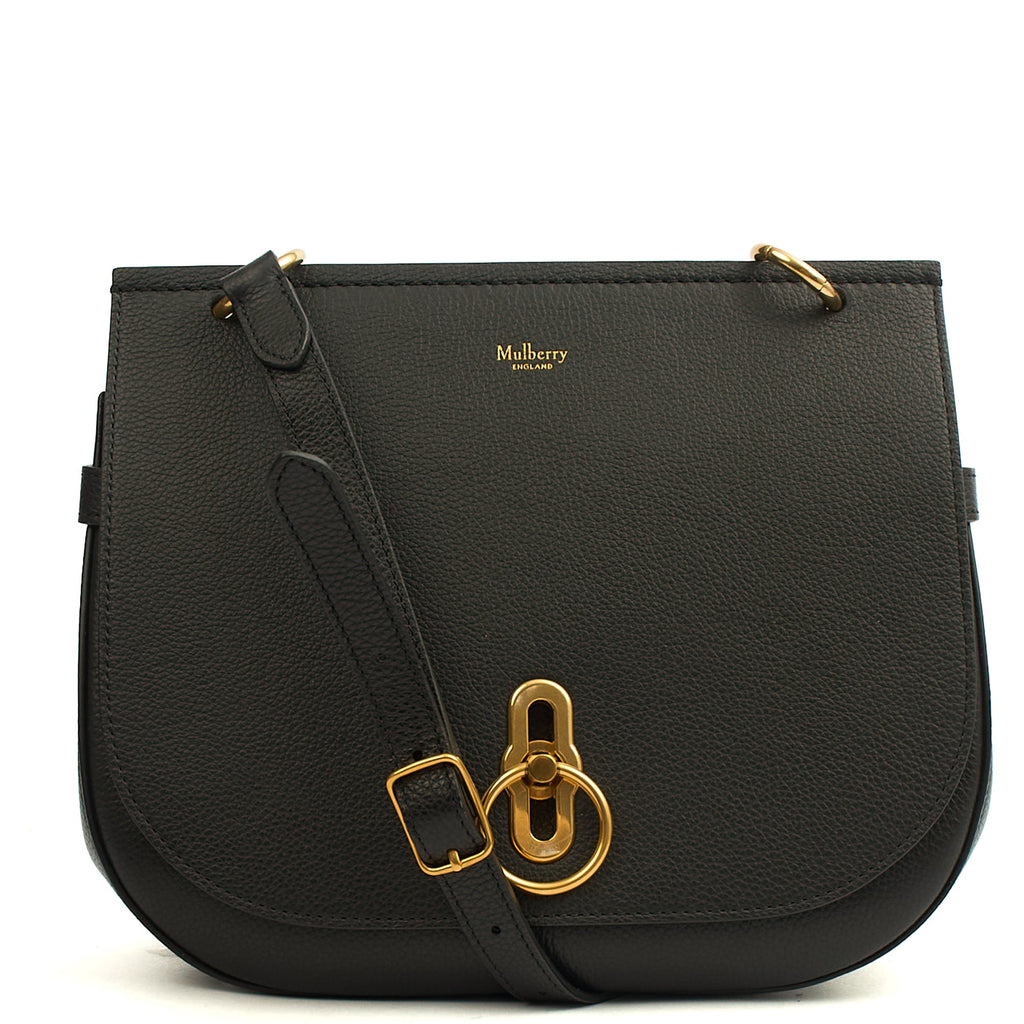 Mulberry Cross Body Amberley Satchel in Black, Calfskin Leather — Front View