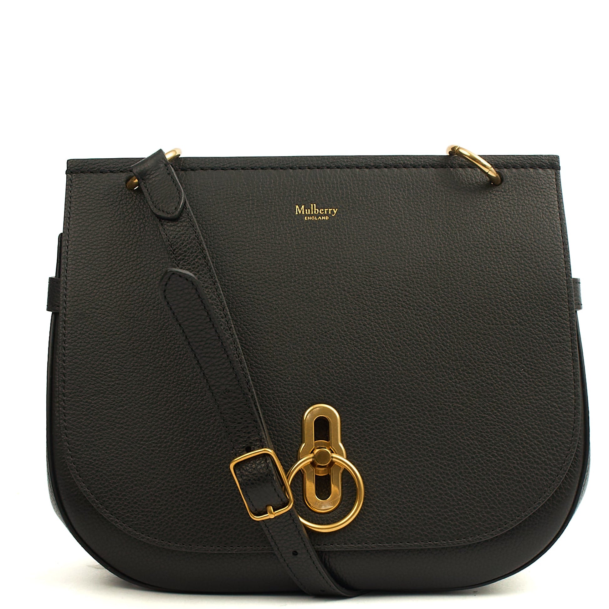 Mulberry Cross Body Amberley Satchel in Black, Calfskin Leather — Front View