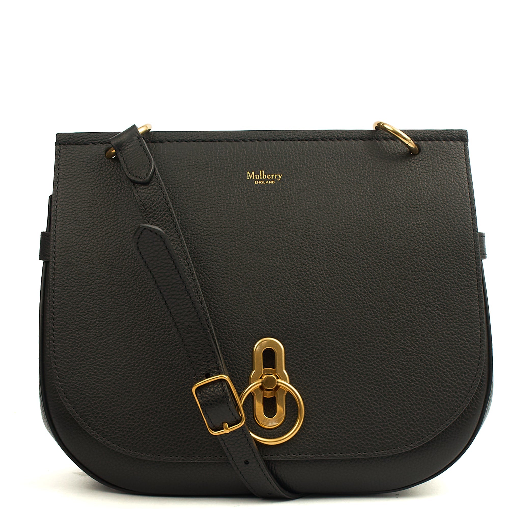 Mulberry Cross Body Amberley Satchel in Black, Calfskin Leather — Front View