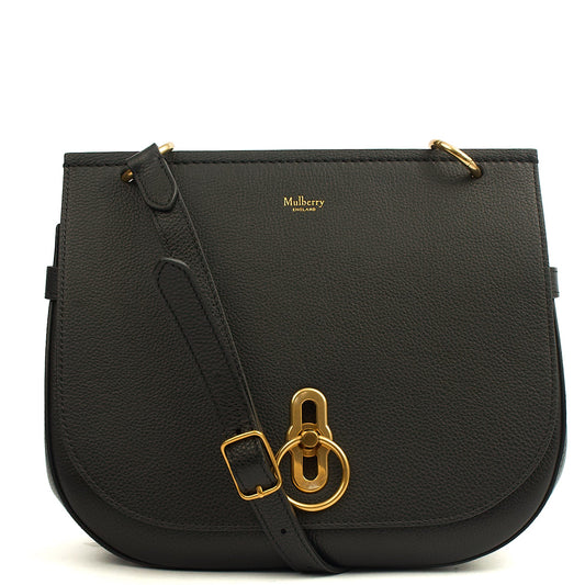 Mulberry Cross Body Amberley Satchel in Black, Calfskin Leather — Front View