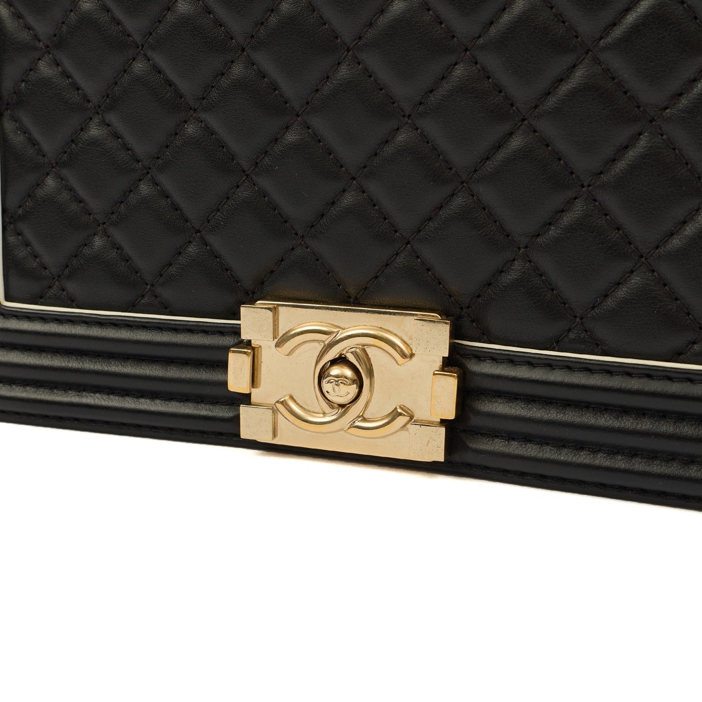 Chanel Cross Body Boy Top Handle - Medium in Black, Calfskin Leather — Side View