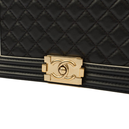 Chanel Cross Body Boy Top Handle - Medium in Black, Calfskin Leather — Side View