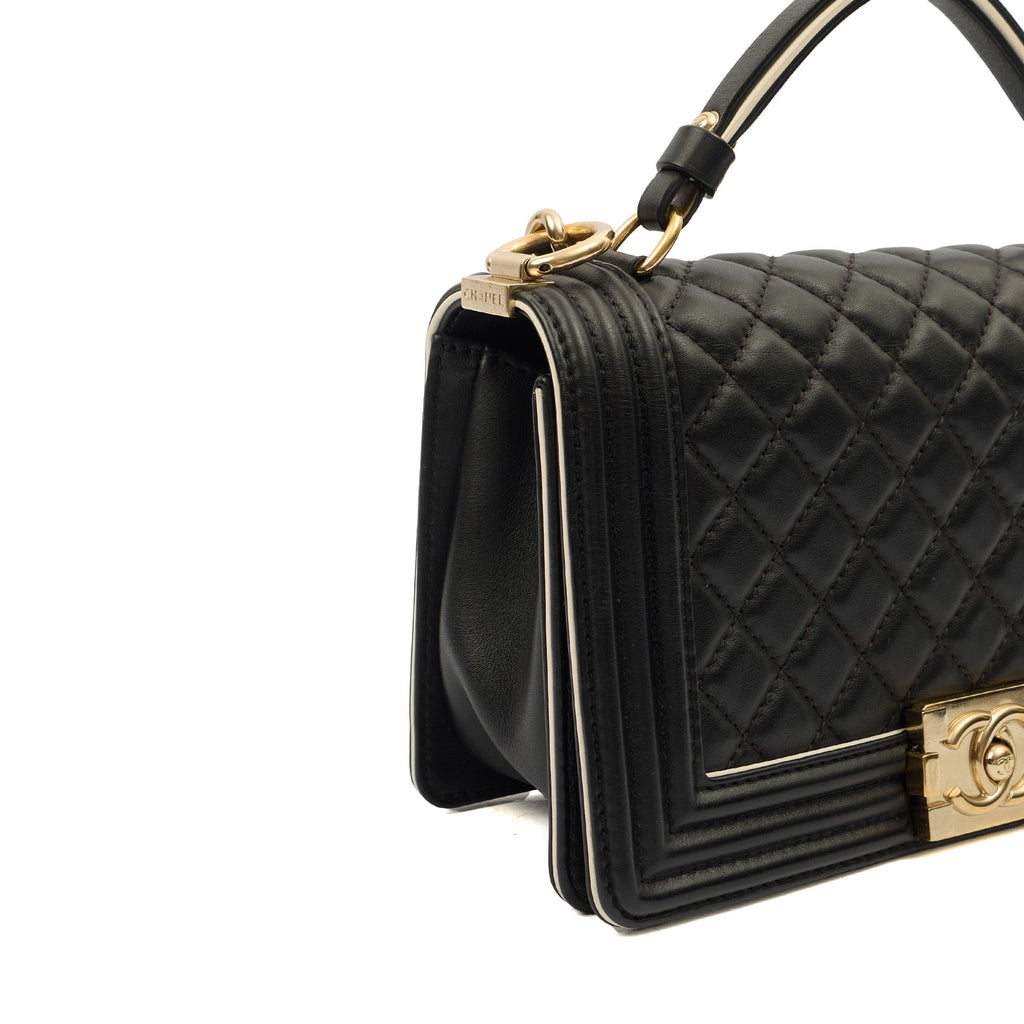 Chanel Cross Body Boy Top Handle - Medium in Black, Calfskin Leather — Alternate View 8